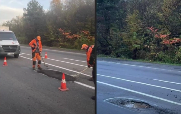  Аварійні вибоїни: на автошляху державного значення проводять ямковий ремонт критичних ділянок (ВІДЕО) 