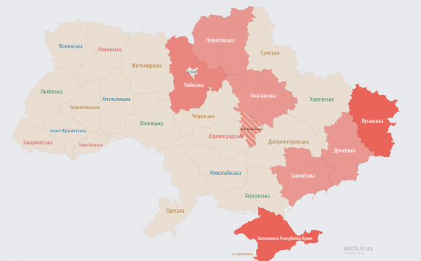 На Київщині працювала ППО через дрон, була ракетна небезпека ще у двох областях
