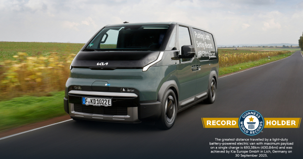 Фургон Kia PV5 Cargo проїхав рекордну дистанцію на одній зарядці з максимальним корисним навантаженням Фургон Kia PV5 Cargo проїхав рекордну дистанцію на одній зарядці з максимальним корисним навантаженням